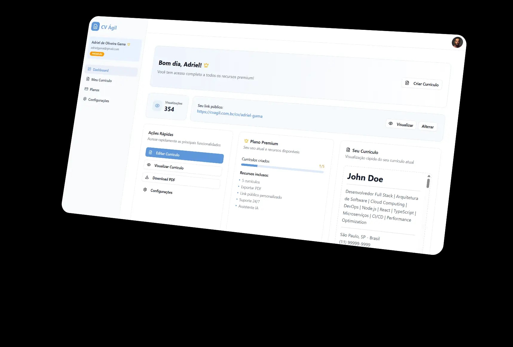 Plataforma de criação de currículos online